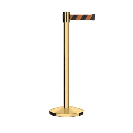 Montour Line Stanchion Belt Barrier Pol.Brass Post 11ft. Blk/Or Belt ES400-PB-BOD-110